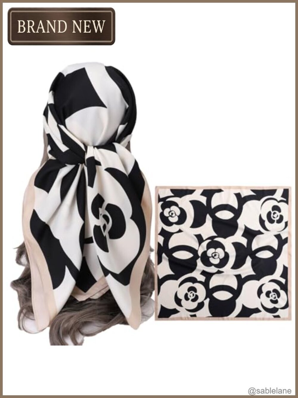 Large Silk Like Head Scarf for Women, Square Hair Wrapping Scarf, 35x35 inches